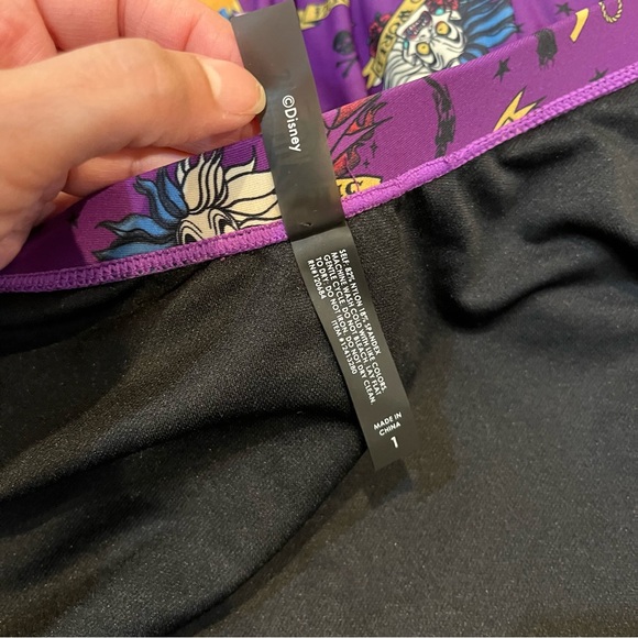 Disney Villains Plus Size Purple Tattoo Print Ruffle Swimsuit 1 Swimwear villain - Picture 11 of 12